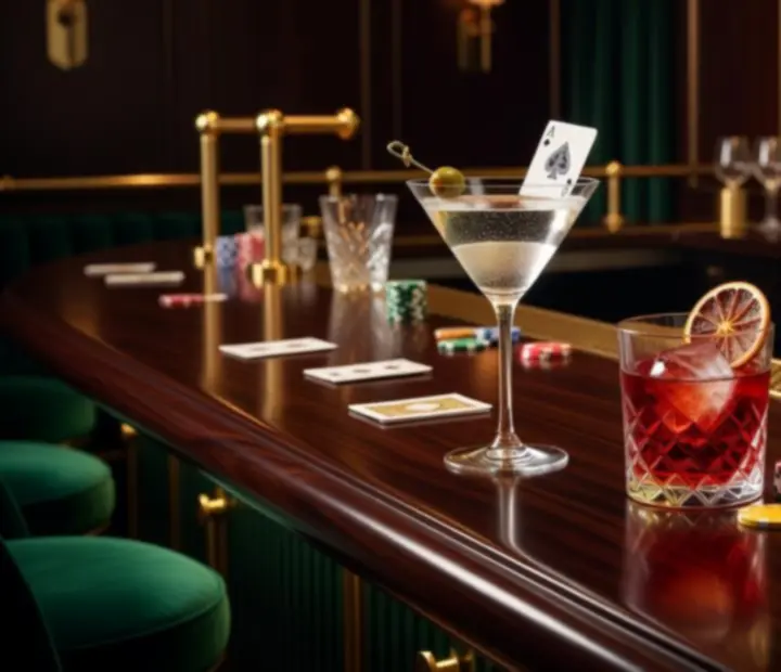 Autorskie koktajle serwowane w kasynowym lounge z art deco detalami